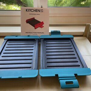 Kitchen HQ Teal Rectangular Microwave Grill w/ Instruction Manual